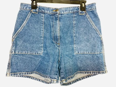 IZOD женщин джинсовой ткани синий Jean Бермуды шорты размер 12 глубокие карманы 1970-х винтажный - Изображение 1 из 4