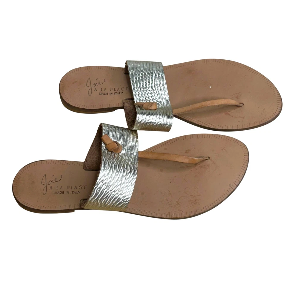 Sandalias Joie a la Plage Bonitas Texturizadas Metálicas Cuero Dorado Talla 39.5 ITL Foto 1 de 4