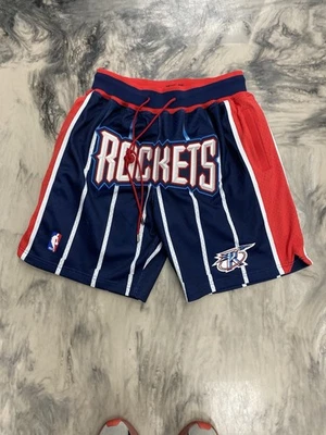 Pantalones Cortos de Carretera Just Don Houston Rockets Azul Marino Visitante Medianos Auténticos 95-96 Foto 1 de 4