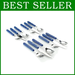 Juego de cubiertos azul rústico para uso en interiores/exteriores - Imagen 1 de 8