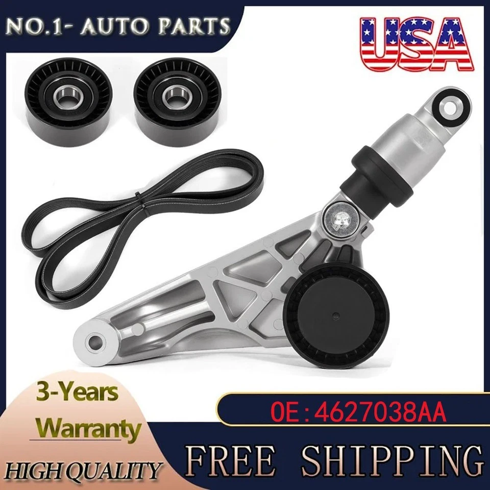 Kit de correa de transmisión para Jeep Wrangler JK 2012-18 3,6 L con tensor y poleas locas Foto 1 de 4