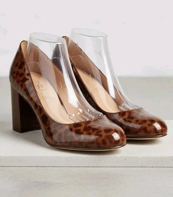 Sofft Brown Patent Leather Leopard Print Slip On Pump Heels Womans Size 9.5 - Image 1 of 4