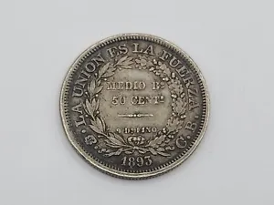 1893 PTS CB Bolivia ½ Boliviano / 50 Centavos Silver Coin - KM# 161.5 - Picture 1 of 4