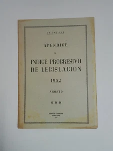 ARANZADI Apendice al Indice Progresivo de Legislacion 1952 - Agosto. - Imagen 1 de 1