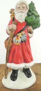 Statuina Babbo Natale Giocattoli Albero Cucciolo Ceramica Dipinta a Mano 11,5" Alta Vintage - Foto 1 di 12
