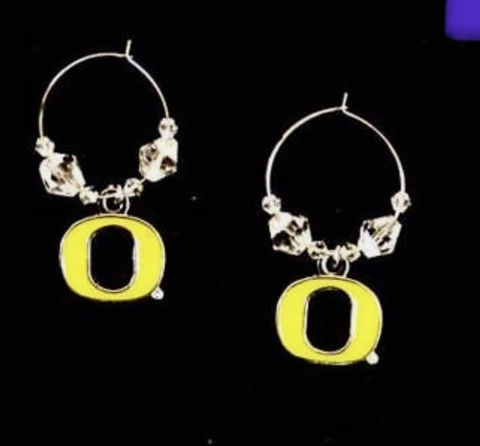 NCAA Oregon Ducks Clear Bead Hoop Dangle Earrings Cover