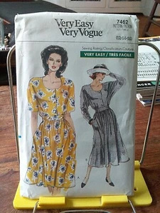 Vogue very easy 7462 misses wrap dress full skirt waistband sz 12-16 UNCUT - Bild 1 von 2