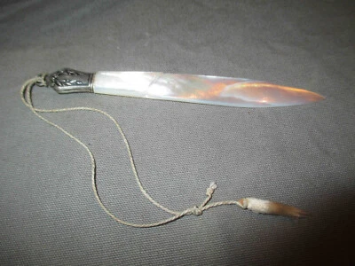 ancien coupe papier nacre et argent napoléon III milieu  fin XIX ème - Photo 1/4