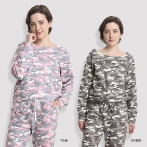 ComfyLuxe Camouflage Pattern Off-The-Shoulder Pullover Sweater - Picture 1 of 9