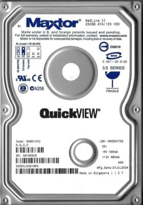 Maxtor MaxLine II 5A250J0 250GB Ide Hard Drive Code: RAM51VV0 N,G,D,D - Image 1 of 2