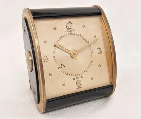 VINTAGE RARE 15 JEWELS JAEGER ALARM OVAL CASE TRAVEL CLOCK MEMOVOX DIAL Cover
