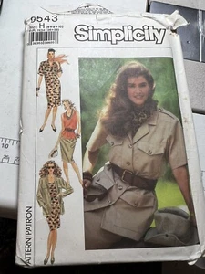 simplicity sewing patterns 9543 Sizes H 6-8-10 Envelope Is Opened , uncut. - Bild 1 von 2