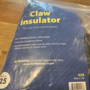Powerfields R-CW-25-W Bag of 25 Heavy Duty Claw Insulator Wood Post, Black - Picture 1 of 2