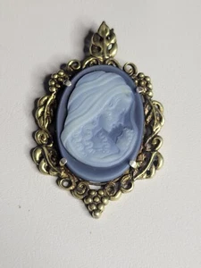 Estate Kabana 925 Sterling Silver Oval Cameo Vines And Grapes Statement Pendant - Picture 1 of 4