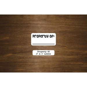 Property of labels with area for name |  2" x 1" Glossy Paper Labels - Picture 1 of 2