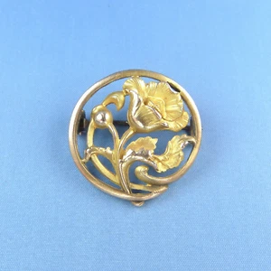 Broche Art Nouveau chapado en oro / prendedor antiguo - Imagen 1 de 4