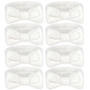 8 Pack Spa Headbands for Women - Cute Terry Cloth Bow Makeup Bands - Picture 1 of 13