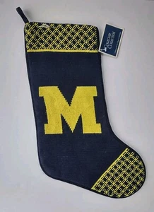 UNIVERSITY OF MICHIGAN Christmas Stocking- Knit Crochet COLLEGIATE COLLECTION - Picture 1 of 9