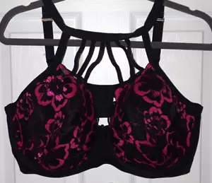 Lane Bryant Cacique BH 42F Balconette leicht gefüttert schwarz Spitze & rosa Träger - Bild 1 von 9