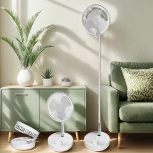 Stand Fan, 2-in-1 Folding Portable Telescopic Floor / USB Desk Fan 4 Speeds - Picture 1 of 4