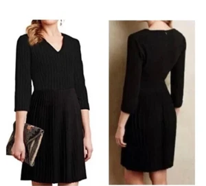 Vestido Anthropologie Ganni NUEVO Con Etiquetas Talla M Negro Fulton Mangas 3/4 - Imagen 1 de 10
