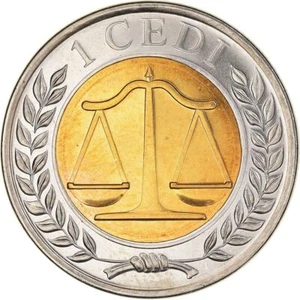 Ghana 1 Cedi Coin | Scales of Justice | KM42 | 2007 - Picture 1 of 6