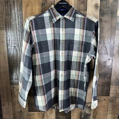 Vintage 1990’s 90s Pendleton Wool Board Flannel Plaid Loop Collar Pockets Size L - Image 1 of 4