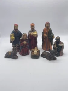 Vintage Nativity Scene Ceramic Set of 8 Christmas Holiday Figures Décor - Picture 1 of 21