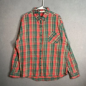 MNML LA Plaid Button-Up Shirt Green & Red Long Sleeve 100% Cotton Mens Large - Picture 1 of 8