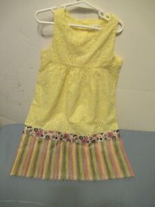 Q Girls Yellow Gymboree Size 5-6 Dress Button Back Floral Ribbon accent