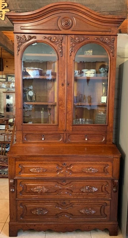 Victorian Slant Front Secretary Desk with Bookcase Top, circa 1860s Cover