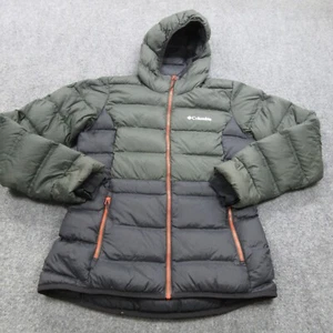 Columbia Jacket Womens Small Green Coat Nylon Puffer 700 Down Hooded Full Zip - Picture 1 of 15