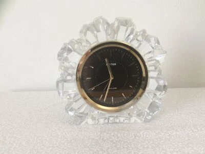 Vintage Rhythm Quartz Alarm Clock Set In Clear Glass Surround  21cm x 19cm - Image 1 of 4