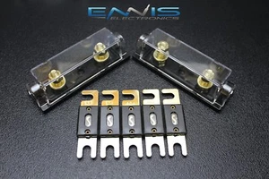 (2) PACK 0 2 4 6 8 CALIBRE ANL PORTAFUSIBLES CON 5PK 80 AMP FUSIBLES OBLEA CABLE AWG - Imagen 1 de 4