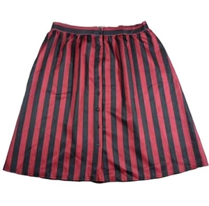 NWT Allegra K Women's Striped Button Front Elastic Back Waist A-Line Midi Skirt - Picture 1 of 9