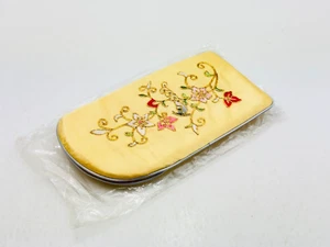 Golden Silk Pink Purple Green Floral Flower Needlepoint Eyeglass Holder Case - Picture 1 of 9