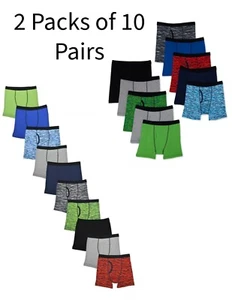 2 Packs Wonder Nation Boys Boxer Briefs 10 Pairs Each Pack = 20 Total Sz L 10-12 - Picture 1 of 2