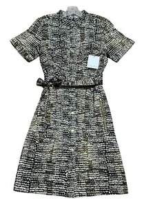 NWT Calvin Klein Safari Dress SIZE 12 Sheath Dress Animal Print Pocket Belted - Picture 1 of 5