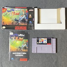 Earthworm Jim (Super Nintendo, SNES) Complete Video Game Box Manual