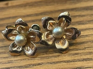 Vintage 1/20 12KT GF GOLD-FILLED FLOWER S Schraub-Back OHRRINGE! VAN DELL - Bild 1 von 6