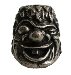 Vintage~NORWAY~Tinn Perr~SOLID PEWTER~Heavy~TROLL HEAD~Viking Warrior~THIMBLE~EC - Picture 1 of 13