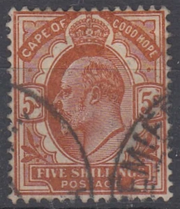 SOUTH AFRICA CAPE OF GOOD HOPE 1902 KEVII 5/- BROWN-ORANGE SG78 USED ID877D65318 - Picture 1 of 1