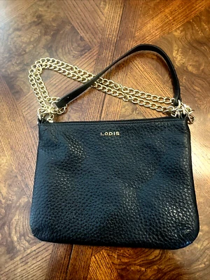 LODIS Emily Convertible Bandolera Bolso sin asas Muñequera Cuero Italiano Negro  Foto 1 de 4