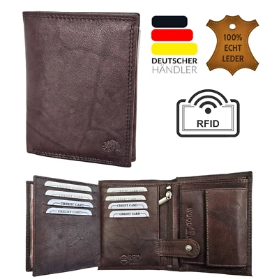ELYARZI Geldbörse mit RFID Schutz Geldbeutel unisex Schwarz Portemonnaie Leder Münzfach
