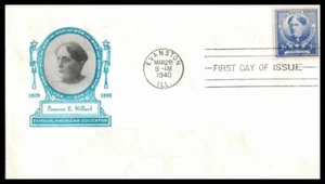 1940 Frances E. Willard educator Sc 872-1A Harry Ioor green cachet (1C - Picture 1 of 1