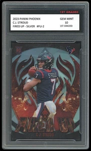 Tarjeta de novato CJ Stroud 2023 Panini Phoenix plateada encendida primer grado 10 de la NFL CJJ. - Imagen 1 de 1