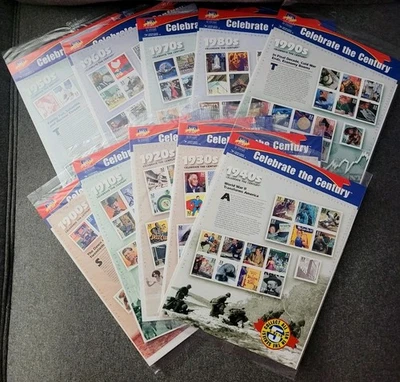 USPS Celebrate the Century Stamps Complete Set of 10 Decades 1900 to 1990 Sealed - Image 1 of 2