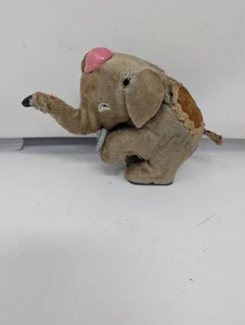 Vintage 1950er Japan Mohair zum Aufziehen gehender Zirkus Elefant Tier 3 1/4" groß - Bild 1 von 11