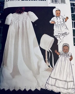 Butterick B4052 Infants Gown Jumpsuit  Hat Christening Unisex SZ S-XL 13-29 lbs - Picture 1 of 5
