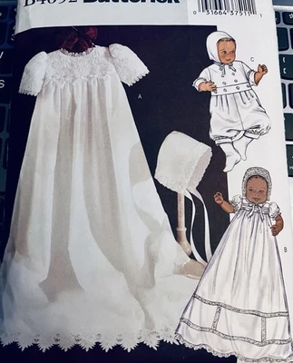 Butterick B4052 Infants Gown Jumpsuit  Hat Christening Unisex SZ S-XL 13-29 lbs - Image 1 of 4